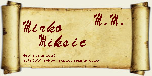 Mirko Mikšić vizit kartica